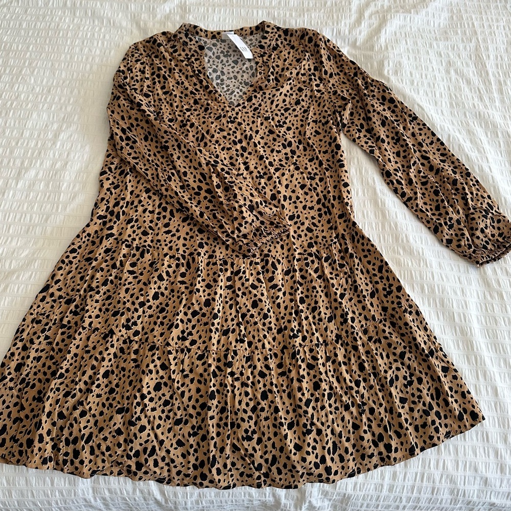 GAP Women's Tan and Black Patterned Dress